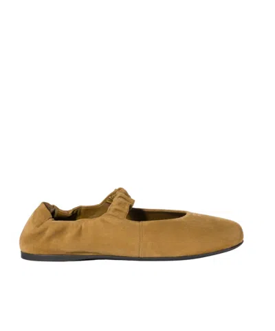 Miu Miu Ruches Suede Ballerinas In Green