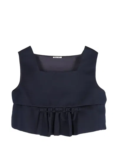 Pre-owned Miu Miu Ruffle-detail Cropped Top In Blue