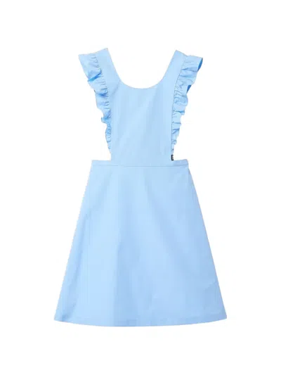 Miu Miu Ruffled Poplin Midi Dress In Blue