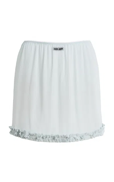 Miu Miu Ruffled Silk-crepe Midi Skirt In Blue