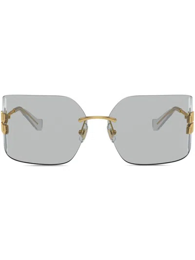Miu Miu Eyewear Logo-plaque Oversize-frameless Sunglasses In Gray