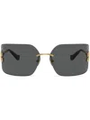 Miu Miu Mu 54ys 80 Rimless Titanium Wrap Sunglasses In Gold