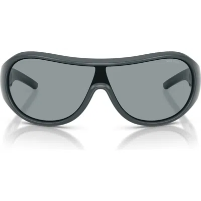 Miu Miu Wraparound Sunglasses With Matte Black Frame In Gray