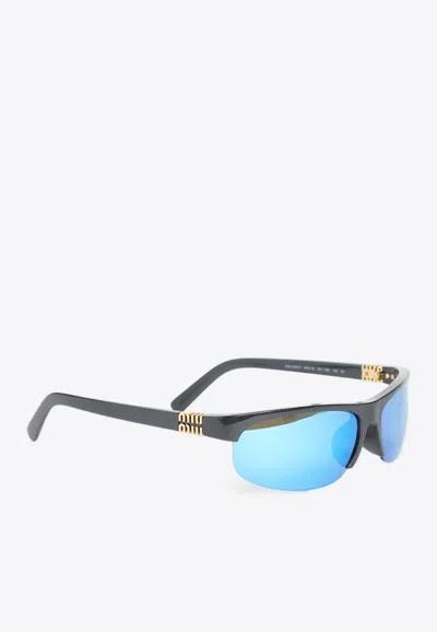 Miu Miu Runway Oval Sunglasses In Blue