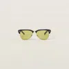Miu Miu Womens Black Mu 09zs Pilot-frame Acetate Sunglasses In Acid Yellow Lenses