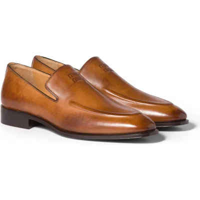 Miu Miu Runway Waxed Loafer In Brown