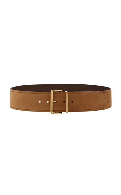 Miu Miu Runway Wide Suede Belt In Neutral