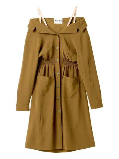 Miu Miu Sablé Dress In Brown