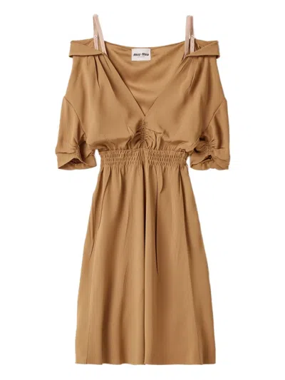 Miu Miu Sablé Dress In Brown