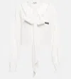 Miu Miu Sablé Embroidered Collar Blouse In Bianco