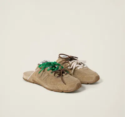 Miu Miu Sabot Scamosciato Delave' In Brown