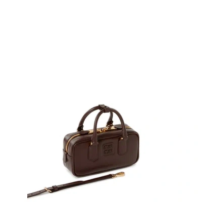 Miu Miu Sac Arcadie En Cuir In Marron