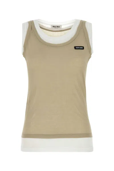 Miu Miu Sage Green Cotton Tank Top