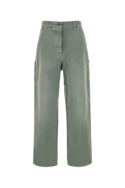 Miu Miu Garment-dyed Gabardine Pants In Green