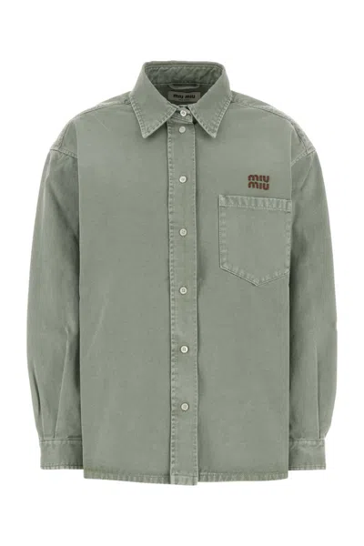 Miu Miu Sage Green Gabardine Shirt