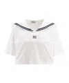 Miu Miu Sailor-collar T-shirt In White