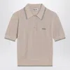 Miu Miu Sand-coloured Cotton Knit Polo Women In Multicolor
