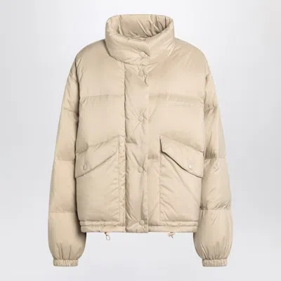Miu Miu Sand-coloured Jacket In Re-nylon Women In Neutral