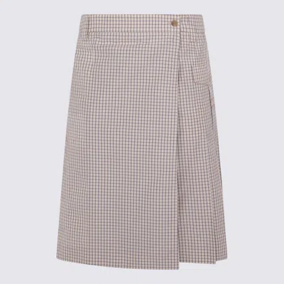 Miu Miu Beige Cotton Midi Skirt In Neutral