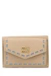 Miu Miu Sand Leather Wallet In Brown