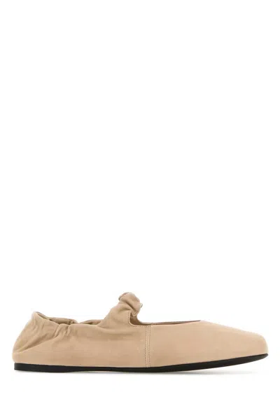 Miu Miu Nappa Leather Ballerinas Flat Sole Ruches In Brown