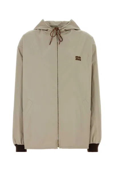 Miu Miu Sand Panama Jacket In Brown