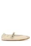 Miu Miu Ballerine Sabbia In Pelle Scamosciata E Tessuto Donna