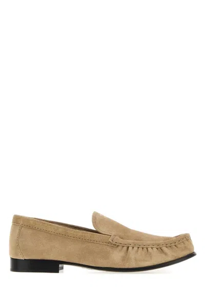 Miu Miu Sand Suede Loafers In Brown
