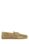 Miu Miu Women Sand Suede Loafers In Ecru