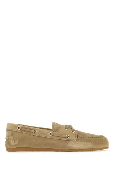 Miu Miu Sand Suede Loafers In Brown