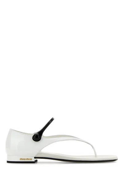 Miu Miu Sandali Infradito In Pelle Bianca Donna In White