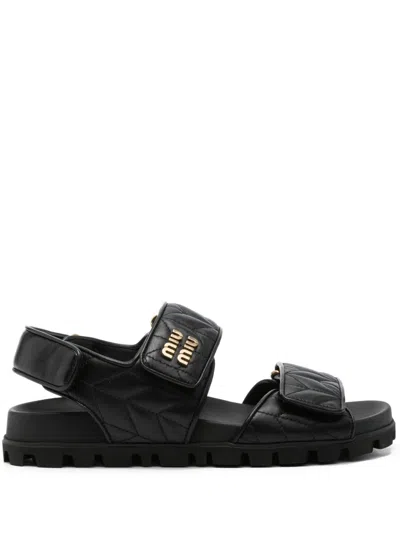 Miu Miu Sandali Nappa Matelasse' In Black