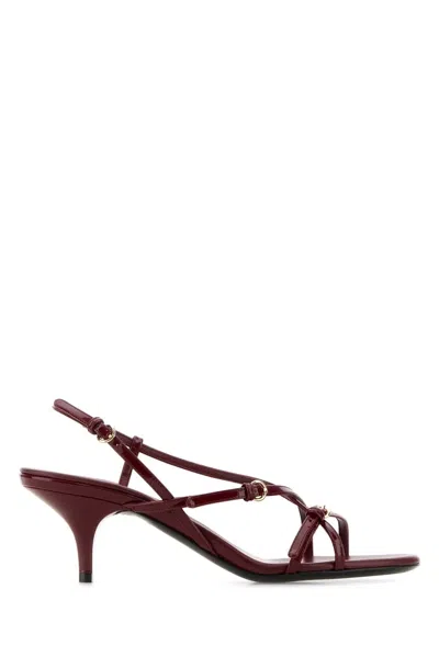 Miu Miu Tyrian Purple Leather Sandals In Burgundy