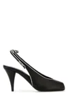 Miu Miu Nappa Leather Sandals Contrast Trim Peep Toe