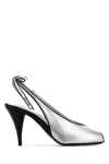 Miu Miu Metallic Leather Peep Toe Sandals