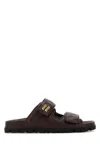 Miu Miu Chocolate Nappa Leather Slippers In Brown