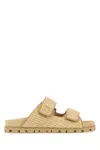 Miu Miu Raffia-effect Woven Fabric Slides In Beige O Tan