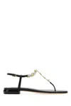 Miu Miu Crystal-embellished Leather Sandals In Black