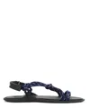 Miu Miu Nastro Cross Rope Grip-strap Sandals In Black