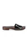 Miu Miu Studded Detail Wooden Sole Clogs In Black