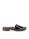 Miu Miu Studded Detail Wooden Sole Clogs In Black