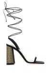 Miu Miu Black Ankle Tie-fastening Sandals In Black