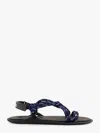 Miu Miu Rivière Thongs Sandals In Cord And Leather In Blue