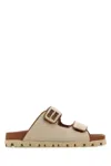 Miu Miu Canvas And Leather Sandals In Natural+brandy