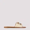 Miu Miu Logo Canvas Slide Sandal In Brown