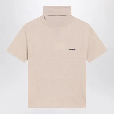 MIU MIU SANDY COLORED TURTLENECK SWEATER IN CASHMERE