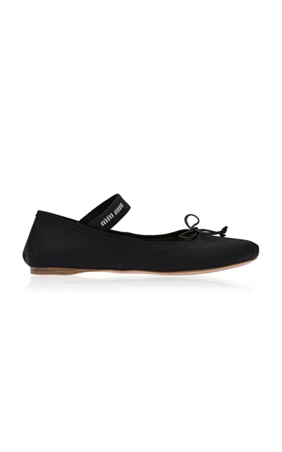 Miu Miu Satin Ballerina Flats In Black