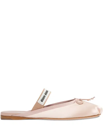 Miu Miu Satin Ballerina Mules In Pink