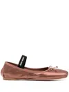 Miu Miu Satin Ballerina Shoes In Brown