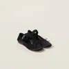 Miu Miu Logo-printed Bow Detailed Ballerina Shoes In Black